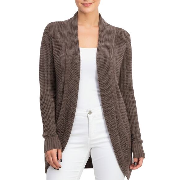 Market & Spruce Tabatha Waffle Knit Cocoon Cardigan Brown Women's XS NWT - Picture 1 of 9